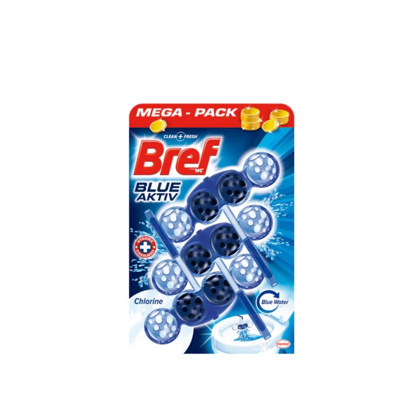 BREF ODORIZANT WC BILE COLOR AKTIV 3X50G PREMIUM CHLORINE BLUE 